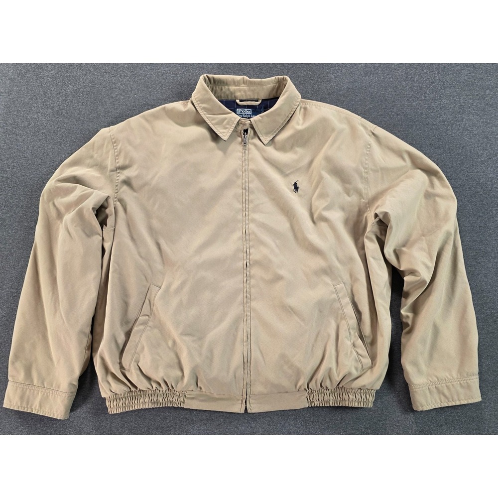 Polo Ralph Lauren Jacket Mens 2XL Beige Harrington Full Zip Pony Windbreaker